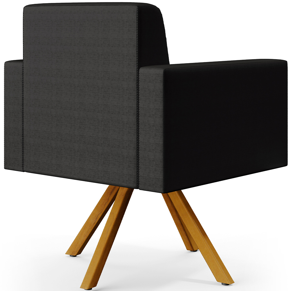 Kit 02 Poltronas Decorativa Base Giratória de Madeira Helô L02 Facto Preto Metalizado - Lyam Decor