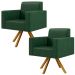 Kit 02 Poltronas Decorativa Base Giratória de Madeira Helô L02 Facto Verde Musgo - Lyam Decor