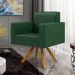 Kit 02 Poltronas Decorativa Base Giratória de Madeira Helô L02 Facto Verde Musgo - Lyam Decor