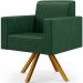 Kit 02 Poltronas Decorativa Base Giratória de Madeira Helô L02 Facto Verde Musgo - Lyam Decor