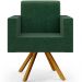 Kit 02 Poltronas Decorativa Base Giratória de Madeira Helô L02 Facto Verde Musgo - Lyam Decor