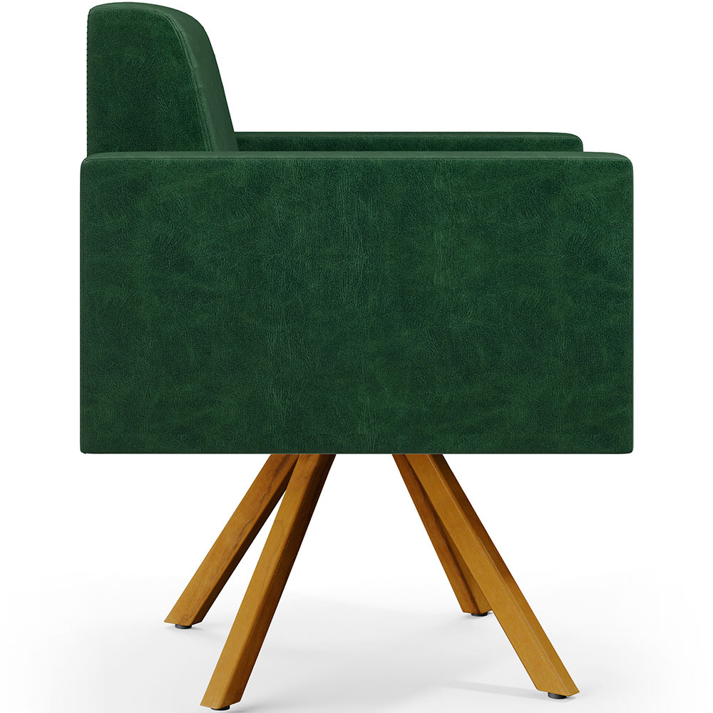 Kit 02 Poltronas Decorativa Base Giratória de Madeira Helô L02 Facto Verde Musgo - Lyam Decor