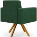 Kit 02 Poltronas Decorativa Base Giratória de Madeira Helô L02 Facto Verde Musgo - Lyam Decor