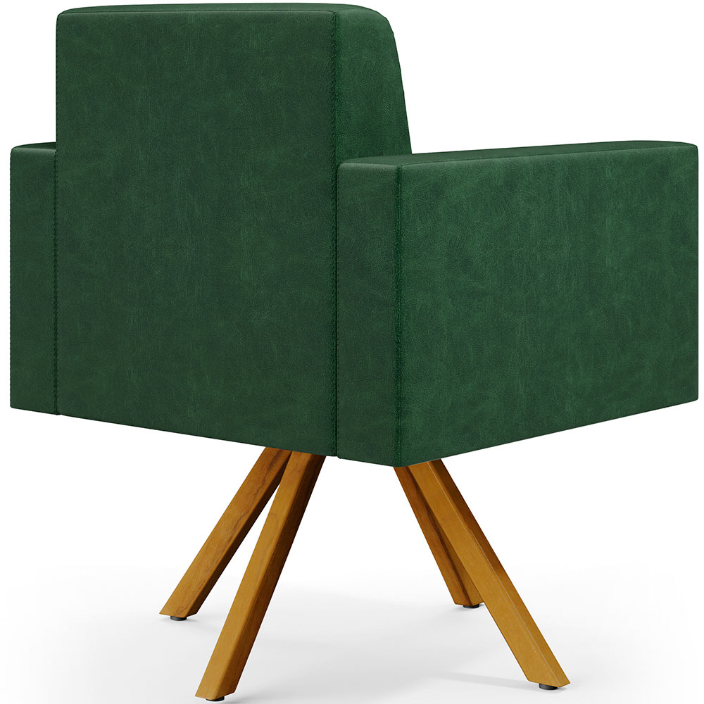 Kit 02 Poltronas Decorativa Base Giratória de Madeira Helô L02 Facto Verde Musgo - Lyam Decor