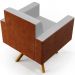 Kit 02 Poltronas Decorativa Base Giratória de Madeira Helô L02 Linho Cinza Couríssimo Camel - Lyam Decor