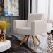 Kit 02 Poltronas Decorativa Base Giratória de Madeira Helô L02 Linho Cru - Lyam Decor