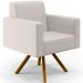 Kit 02 Poltronas Decorativa Base Giratória de Madeira Helô L02 Linho Cru - Lyam Decor