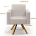 Kit 02 Poltronas Decorativa Base Giratória de Madeira Helô L02 Linho Cru - Lyam Decor