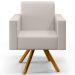 Kit 02 Poltronas Decorativa Base Giratória de Madeira Helô L02 Linho Cru - Lyam Decor