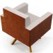 Kit 02 Poltronas Decorativa Base Giratória de Madeira Helô L02 Linho Cru Couríssimo Camel - Lyam Decor