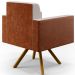 Kit 02 Poltronas Decorativa Base Giratória de Madeira Helô L02 Linho Cru Couríssimo Camel - Lyam Decor