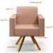 Kit 02 Poltronas Decorativa Base Giratória de Madeira Helô L02 Linho Rosê - Lyam Decor