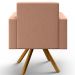 Kit 02 Poltronas Decorativa Base Giratória de Madeira Helô L02 Linho Rosê - Lyam Decor