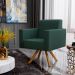 Kit 02 Poltronas Decorativa Base Giratória de Madeira Helô L02 Linho Verde Musgo - Lyam Decor