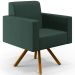 Kit 02 Poltronas Decorativa Base Giratória de Madeira Helô L02 Linho Verde Musgo - Lyam Decor