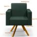 Kit 02 Poltronas Decorativa Base Giratória de Madeira Helô L02 Linho Verde Musgo - Lyam Decor