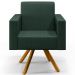 Kit 02 Poltronas Decorativa Base Giratória de Madeira Helô L02 Linho Verde Musgo - Lyam Decor