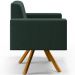 Kit 02 Poltronas Decorativa Base Giratória de Madeira Helô L02 Linho Verde Musgo - Lyam Decor