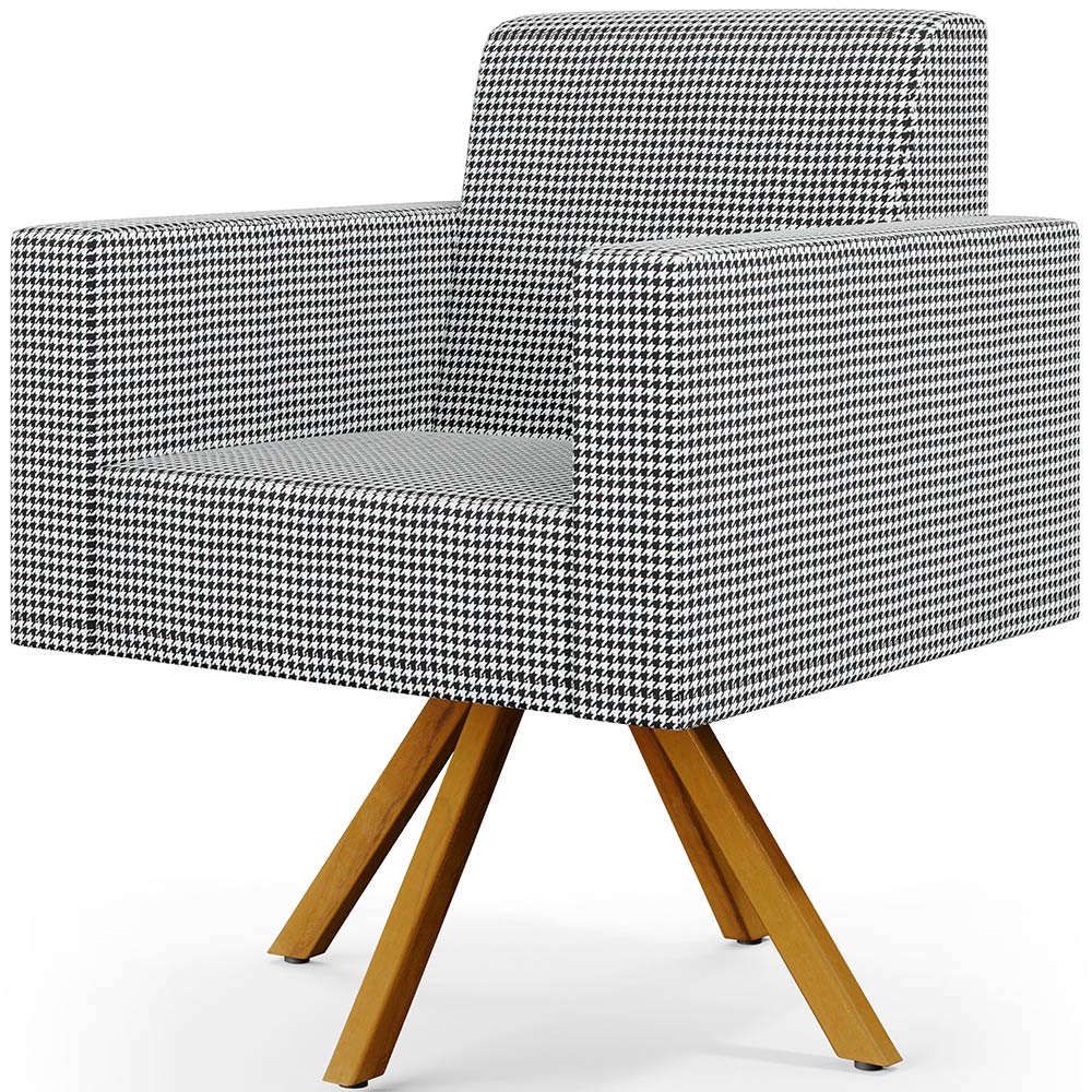 Kit 02 Poltronas Decorativa Base Giratória de Madeira Helô L02 Pied Poule - Lyam Decor