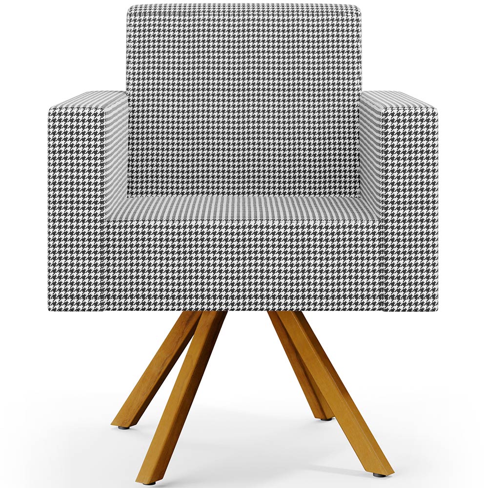 Kit 02 Poltronas Decorativa Base Giratória de Madeira Helô L02 Pied Poule - Lyam Decor