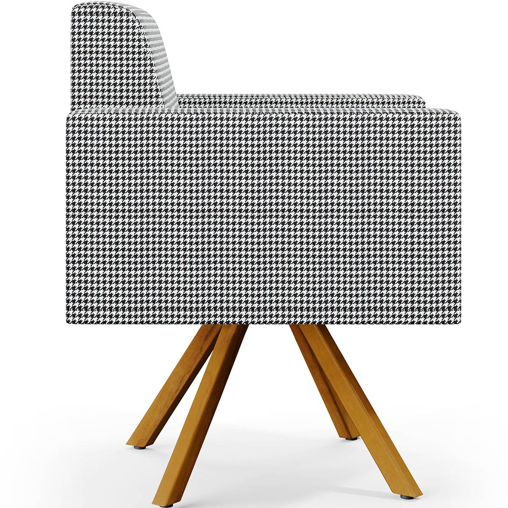 Kit 02 Poltronas Decorativa Base Giratória de Madeira Helô L02 Pied Poule - Lyam Decor