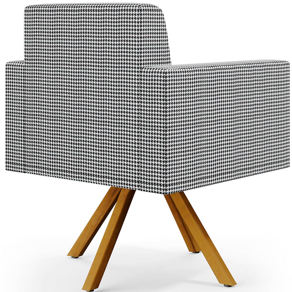 Kit 02 Poltronas Decorativa Base Giratória de Madeira Helô L02 Pied Poule - Lyam Decor