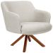 Kit 02 Poltronas Decorativa Base Giratória de Madeira Jade D02 Linho Bege C-107 - Lyam Decor