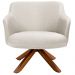 Kit 02 Poltronas Decorativa Base Giratória de Madeira Jade D02 Linho Bege C-107 - Lyam Decor