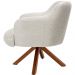 Kit 02 Poltronas Decorativa Base Giratória de Madeira Jade D02 Linho Bege C-107 - Lyam Decor