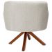 Kit 02 Poltronas Decorativa Base Giratória de Madeira Jade D02 Linho Bege C-107 - Lyam Decor