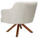 Kit 02 Poltronas Decorativa Base Giratória de Madeira Jade D02 Linho Bege C-107 - Lyam Decor