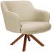 Kit 02 Poltronas Decorativa Base Giratória de Madeira Jade D02 Linho Bege C-129 - Lyam Decor