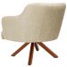 Kit 02 Poltronas Decorativa Base Giratória de Madeira Jade D02 Linho Bege C-129 - Lyam Decor