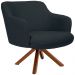 Kit 02 Poltronas Decorativa Base Giratória de Madeira Jade D02 Linho Chumbo C-465 - Lyam Decor
