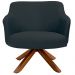 Kit 02 Poltronas Decorativa Base Giratória de Madeira Jade D02 Linho Chumbo C-465 - Lyam Decor