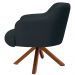 Kit 02 Poltronas Decorativa Base Giratória de Madeira Jade D02 Linho Chumbo C-465 - Lyam Decor