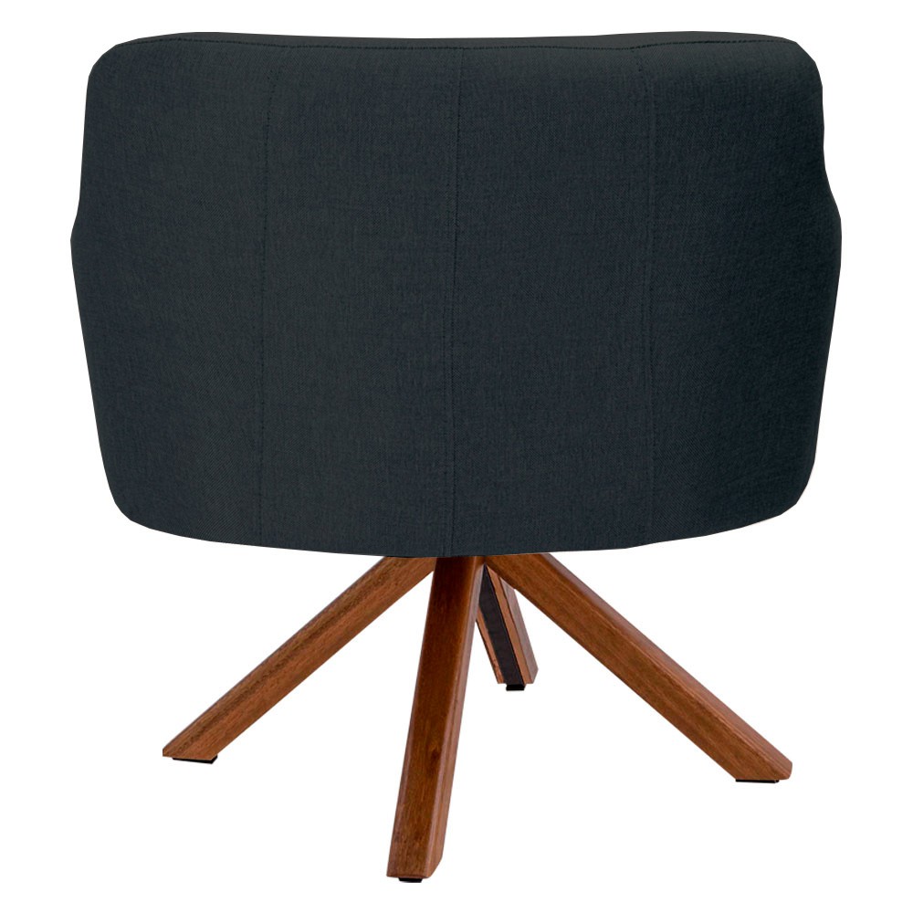 Kit 02 Poltronas Decorativa Base Giratória de Madeira Jade D02 Linho Chumbo C-465 - Lyam Decor