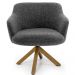 Kit 02 Poltronas Decorativa Base Giratória de Madeira Jade D02 Linho Chumbo C-469 - Lyam Decor
