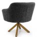 Kit 02 Poltronas Decorativa Base Giratória de Madeira Jade D02 Linho Chumbo C-469 - Lyam Decor