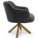 Kit 02 Poltronas Decorativa Base Giratória de Madeira Jade D02 Linho Chumbo C-469 - Lyam Decor