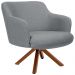 Kit 02 Poltronas Decorativa Base Giratória de Madeira Jade D02 Linho Cinza C-416 - Lyam Decor