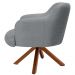 Kit 02 Poltronas Decorativa Base Giratória de Madeira Jade D02 Linho Cinza C-416 - Lyam Decor