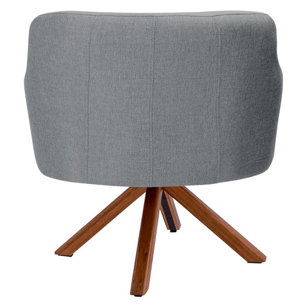 Kit 02 Poltronas Decorativa Base Giratória de Madeira Jade D02 Linho Cinza C-416 - Lyam Decor