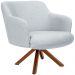 Kit 02 Poltronas Decorativa Base Giratória de Madeira Jade D02 Linho Cinza D-315 - Lyam Decor