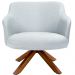 Kit 02 Poltronas Decorativa Base Giratória de Madeira Jade D02 Linho Cinza D-315 - Lyam Decor