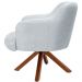Kit 02 Poltronas Decorativa Base Giratória de Madeira Jade D02 Linho Cinza D-315 - Lyam Decor