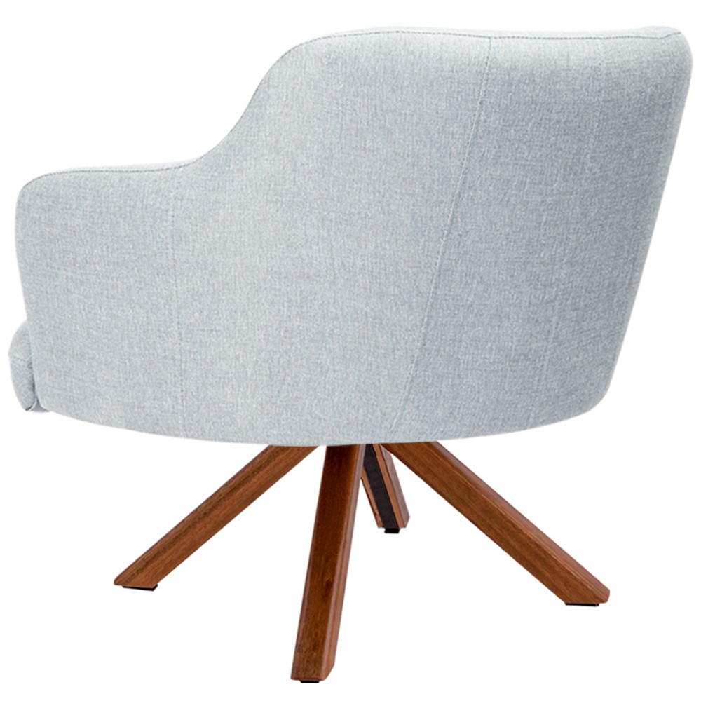 Kit 02 Poltronas Decorativa Base Giratória de Madeira Jade D02 Linho Cinza D-315 - Lyam Decor