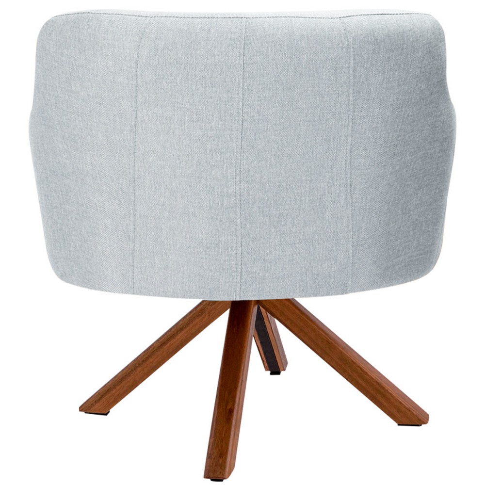 Kit 02 Poltronas Decorativa Base Giratória de Madeira Jade D02 Linho Cinza D-315 - Lyam Decor