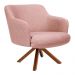 Kit 02 Poltronas Decorativa Base Giratória de Madeira Jade D02 Linho Rosa C-105 - Lyam Decor