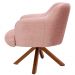 Kit 02 Poltronas Decorativa Base Giratória de Madeira Jade D02 Linho Rosa C-105 - Lyam Decor